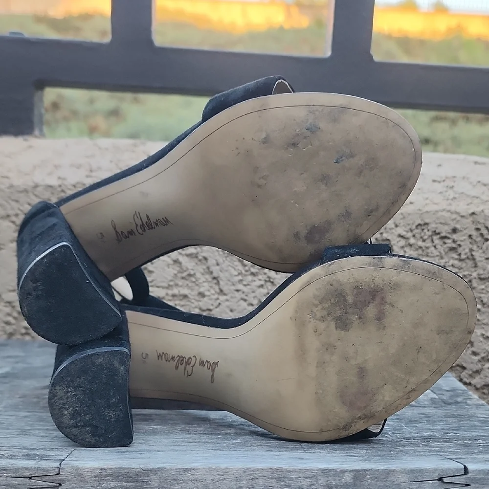 Sam Edelman Heeled Sandals Black Suede Size 5.5